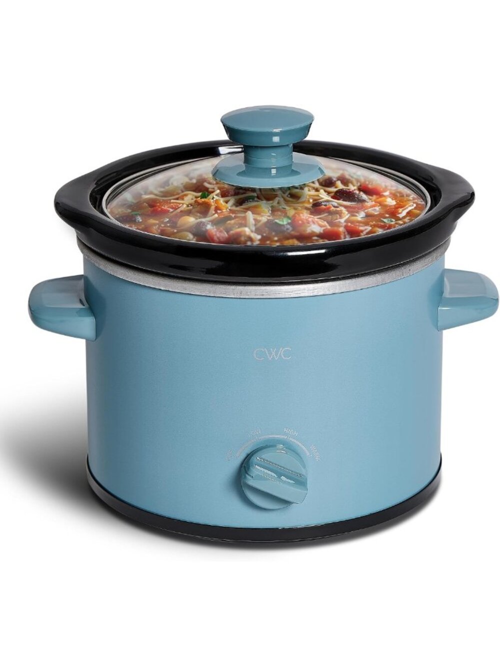 Mini Electric Round Slow Cooker 2QT - Adjustable, Removable Pot, Glass Lid